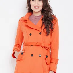 Belle Fille Women Orange Double-Breasted Solid Jacket-image-93