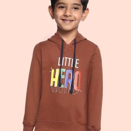 Miss & Chief Boys Rust Brown Printed Hooded Sweatshirt-image-12