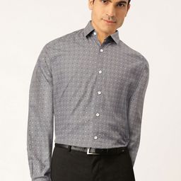 JAINISH Men Grey & Black Slim Fit Printed Formal Shirt-image-12