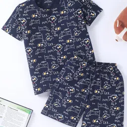 FUNKRAFTS Unisex Kids Black & White Printed Night suit-31