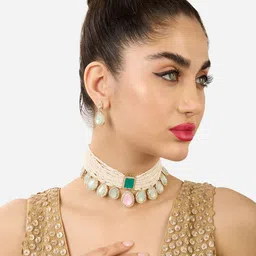 Zaveri Pearls Gold-Plated Stone Studded Jewellery Set-image-63
