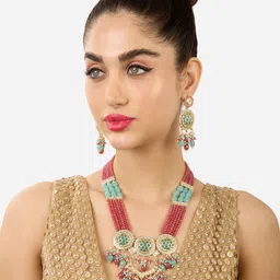 Zaveri Pearls Gold-Plated Stone Studded Jewellery Set-41