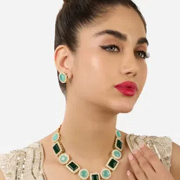 Zaveri Pearls Gold-Plated Stone-Studded Jewellery Set-image-84