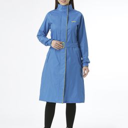 Zeel Women Blue & Yellow Solid Full Length Rain Jacket-image-3