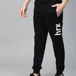 HRX by Hrithik Roshan Men Jet Black Solid Regular Fit Bio-Wash Lifestyle Joggers-41