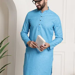 SOJANYA Checked Mandarin Collar Long Sleeves Straight Kurta-18