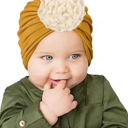 SYGA Unisex Baby Turban Flower Cap, Toddler Beanie Hat, Polyester Cotton Headwear-image-57