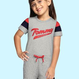 Tommy Hilfiger Girls Grey Embroidered Schmackary Knit Pure Cotton Romper-image-18