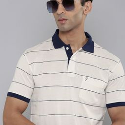Indian Terrain Striped Polo Collar Pure Cotton Pocket T-shirt-picture-3