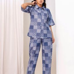 Jaipur Love Geometric Printed Shirt Collar Neck Shirt With Trouser Co Ords-picture-44