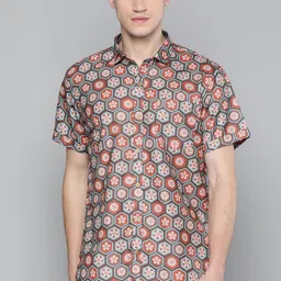 DENNISON Men Brown Comfort Fit Printed Casual Shirt-image-24