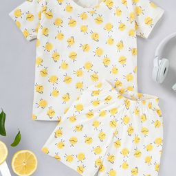 FUNKRAFTS Unisex Kids Off White & Yellow Printed Night suit-15