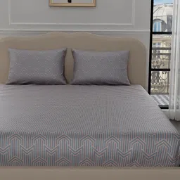 Stoa Paris Elegance Grey Peach 300 TC King Bedsheet with 2 Pillow Covers-image-88