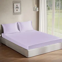 Cloth Fusion Lavender 120 TC Silk Satin King Bedsheet with 2 Pillow Covers-picture-21