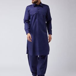 SOJANYA Men Navy Blue Solid Kurta with Salwar-image-62