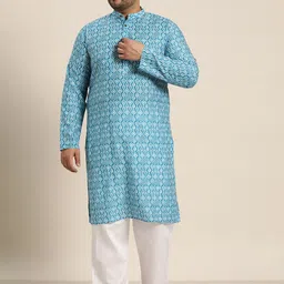 SOJANYA PLUS Men Plus Size Printed Pure Cotton Kurta With Pyjamas-22
