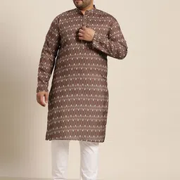 SOJANYA PLUS Men Plus Size Bandhani Printed Regular Pure Cotton Kurta With Pyjamas-picture-41