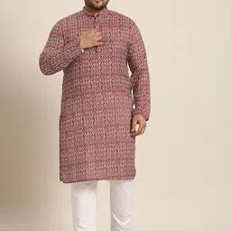 SOJANYA PLUS Men Plus Size Printed Regular Pure Cotton Kurta With Pyjamas-21
