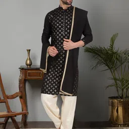 KRAFT INDIA Floral Embroidered Regular Sequinned Kurta with Salwar & Dupatta-picture-57