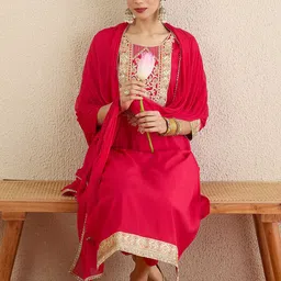 Indo Era Women Ethnic Motifs Embroidered Regular Kurta with Trousers & Dupatta-picture-24