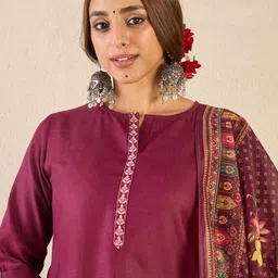 Indo Era Women Ethnic Motifs Embroidered Regular Kurta with Trousers & Printed Dupatta-picture-25