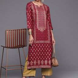 Anouk Women Maroon Ethnic Motifs Printed Regular Kurta with Palazzos-image-23