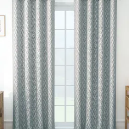 Story@home Azurio Grey 2 Pieces Abstract Jacquard Room Darkening Semi-Long Door Curtains-40
