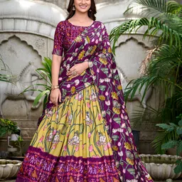 JULEE Floral Printed Ready To Wear Lehenga & Unstitched Blouse With Dupatta-picture-18