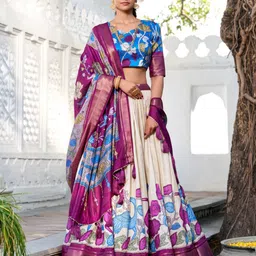 JULEE Floral Printed Ready To Wear Lehenga & Unstitched Blouse With Dupatta-picture-19