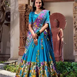 JULEE Floral Printed Ready To Wear Lehenga & Unstitched Blouse With Dupatta-picture-11