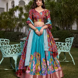 JULEE Floral Printed Ready To Wear Lehenga & Unstitched Blouse With Dupatta-picture-15