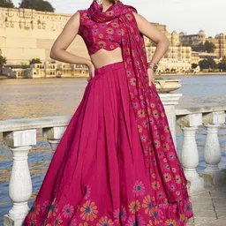 Aika Printed Foil Print Ready to Wear Lehenga & Unstitched Blouse With Dupatta-picture-22