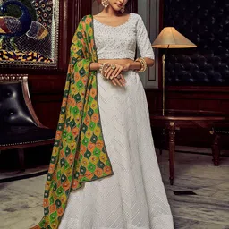Fusionic Embellished Sequinned Semi-Stitched Lehenga & Unstitched Blouse With Dupatta-picture-11