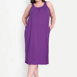 BLAZON Plus Size Polka Dots Printed Pure Cotton Nightdress-picture-4