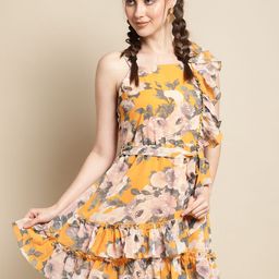 La Zoire Floral Printed Ruffled Fit & Flare Dress-image-63