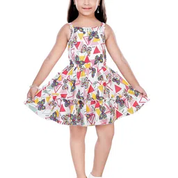 Hunny Bunny Girls White and Pink Conversational Printed Dress-picture-25
