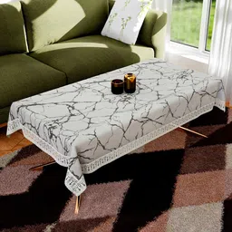 Kuber Industries Grey & Black Printed Rectangle 4 Seater Table Cover-5