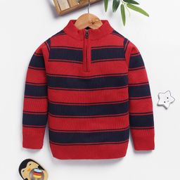 Here&Now X Game Begins Boys Striped Pullover with Half Zipper-image-14