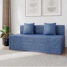 Torque Messi Blue Leatherette Foldable 4 Seater Inflatable Sofa Cum Bed With 2 Cushion-image-7