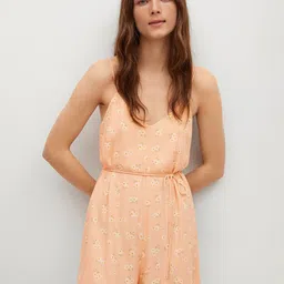 MANGO Peach Coloured & White Floral Print Jumpsuit with Belt-picture-39