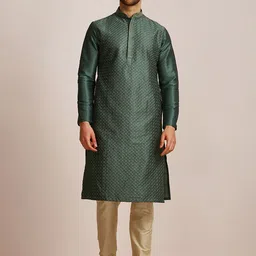 Manyavar Men Floral Embroidered Thread Work Kurta with Churidar-picture-51