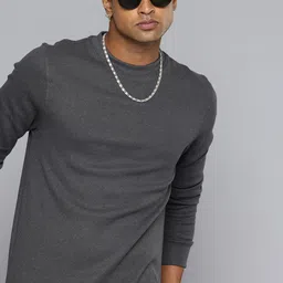 R.Code by The Roadster Life Co. Waffle Textured Round Neck Relaxed Fit T-shirt-image-64