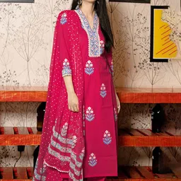 GoSriKi Women Ethnic Motifs Printed Regular Kurta with Palazzos & With Dupatta-13