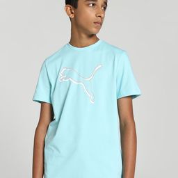Puma Unisex Kids Blue & White Shaded-Cat Printed Regular fit Youth T-shirt-picture-10