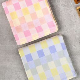 ZAHYA Pink & Blue Pack of 2 Zero Twist Cotton Soft Bath Towel Set-16