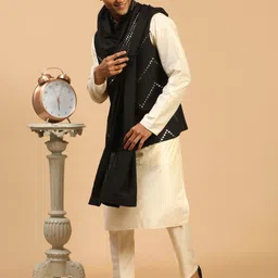 VASTRAMAY Embroidered Mirror Work Jacket With Kurta Pyjama & Dupatta-picture-8
