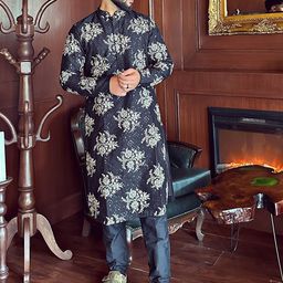 KISAH Men Ethnic Motifs Embroidered Regular Kurta with Trousers-image-64