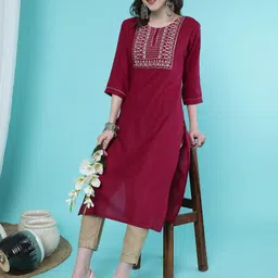 TRAHIMAM Women Bandhani Embroidered Regular Kurti with Trousers-picture-24