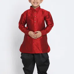 JBN Creation Boys Maroon & Black Solid Kurta with Dhoti Pants-21