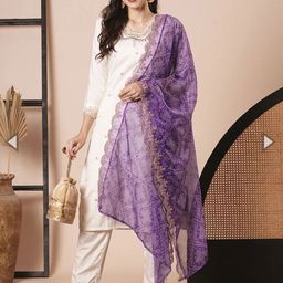 TRAHIMAM Women Embroidered Regular Chanderi Silk Kurti with Trousers & With Dupatta-picture-50